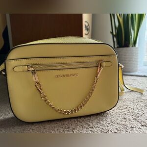 Michael Kors Lemon Yellow Crossbody Bag with Gold Chain